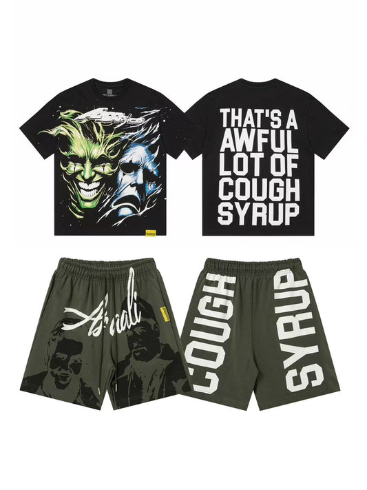 THAT'S A AWFUL LOT OF COUGH SYRUP Joker Face Graphic Short-Sleeve Set ¡ª front
