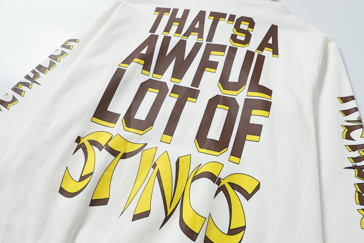 THAT'S A AWFUL LOT OF COUGH SYRUP Stings Character Graphic Hoodie ¡ª detail