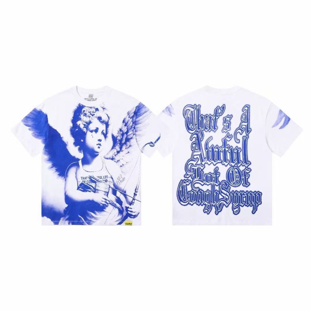 THAT'S A AWFUL LOT OF COUGH SYRUP Angel Gothic Text Graphic T-Shirt ¡ª comparison