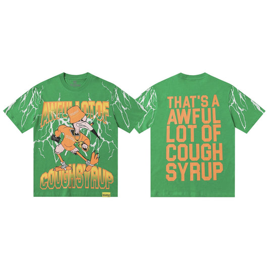 THAT'S A AWFUL LOT OF COUGH SYRUP Lightning Cartoon Graphic T-Shirt ¡ª hero